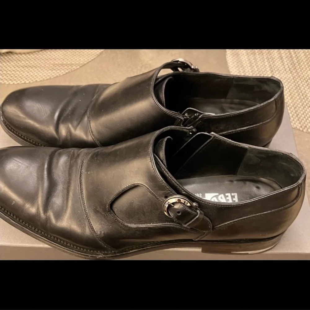 Salvatore Ferragamo Single Monk Strap shoe Black Sz 10.5 - Picture 6 of 7